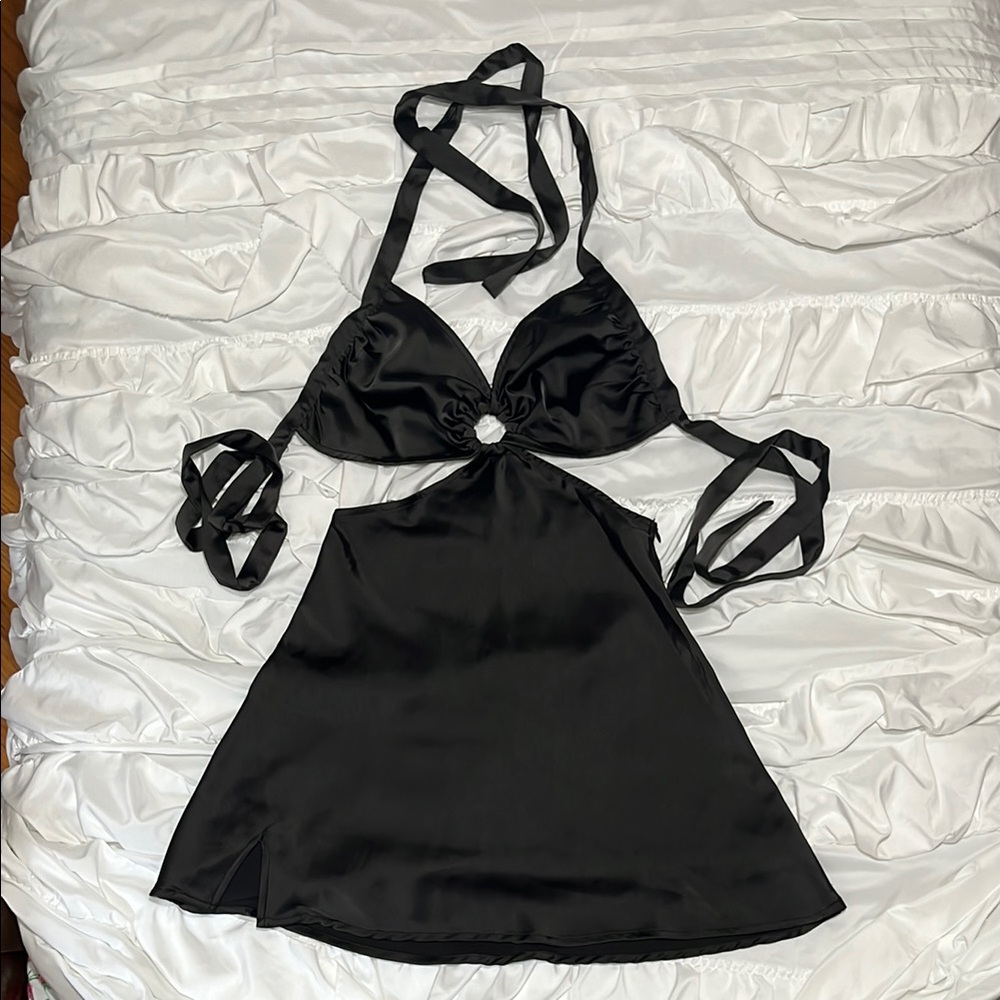 Black Halter Mini Dress